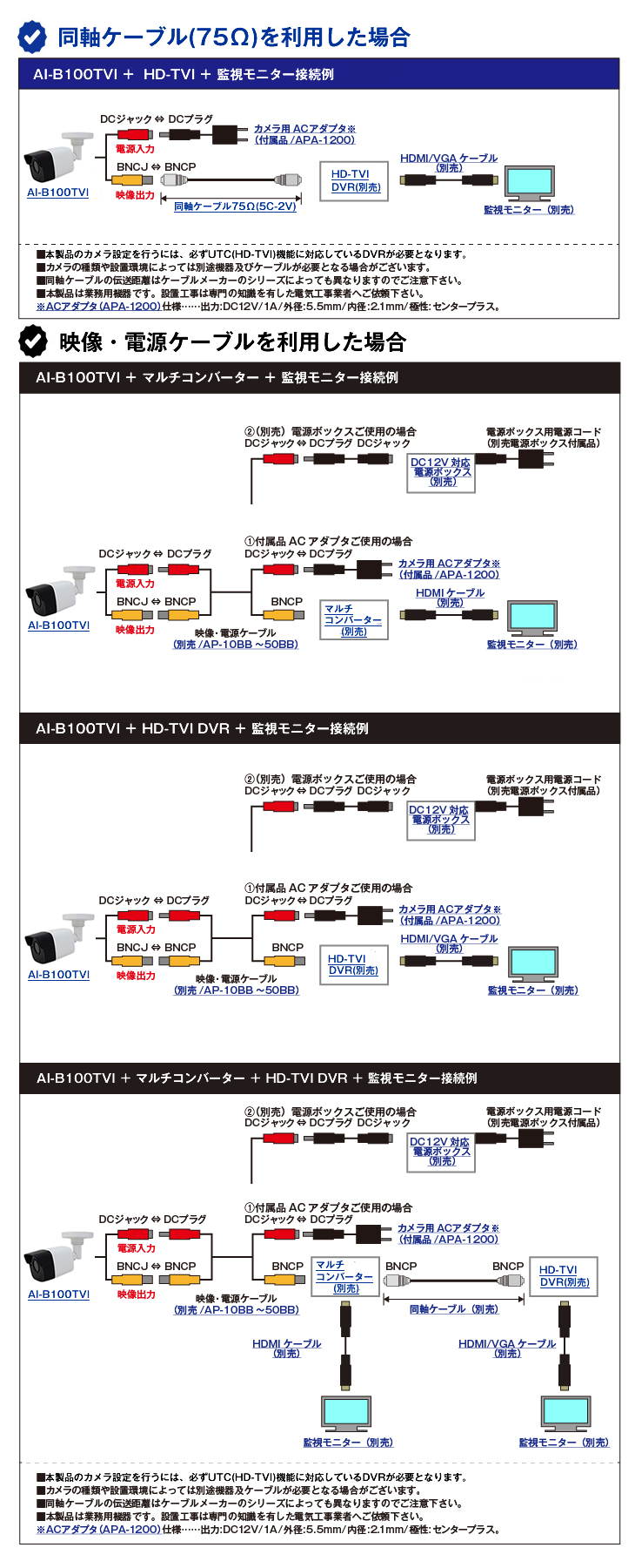 HD-TVI 209万画素屋外赤外線防犯カメラ【AI-B100TVI】