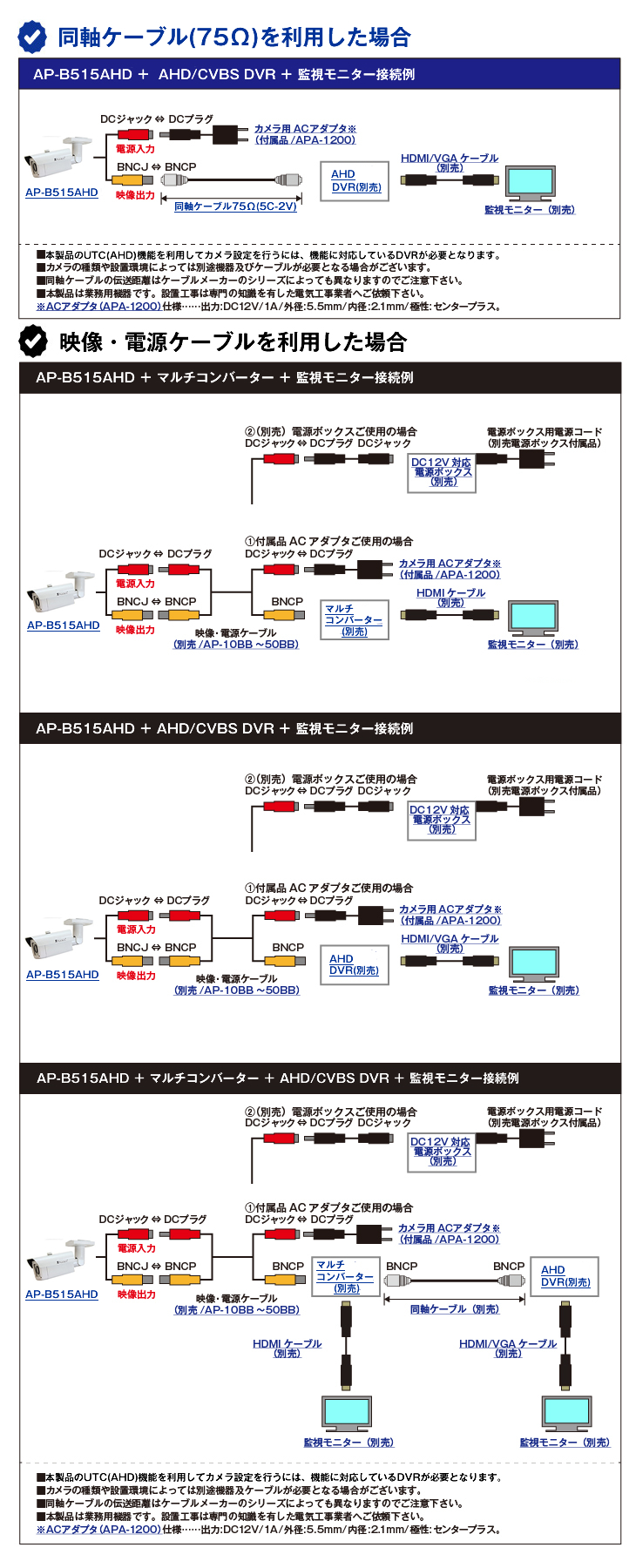 AHD 243万画素屋外赤外線防犯カメラ【AP-B515AHD】