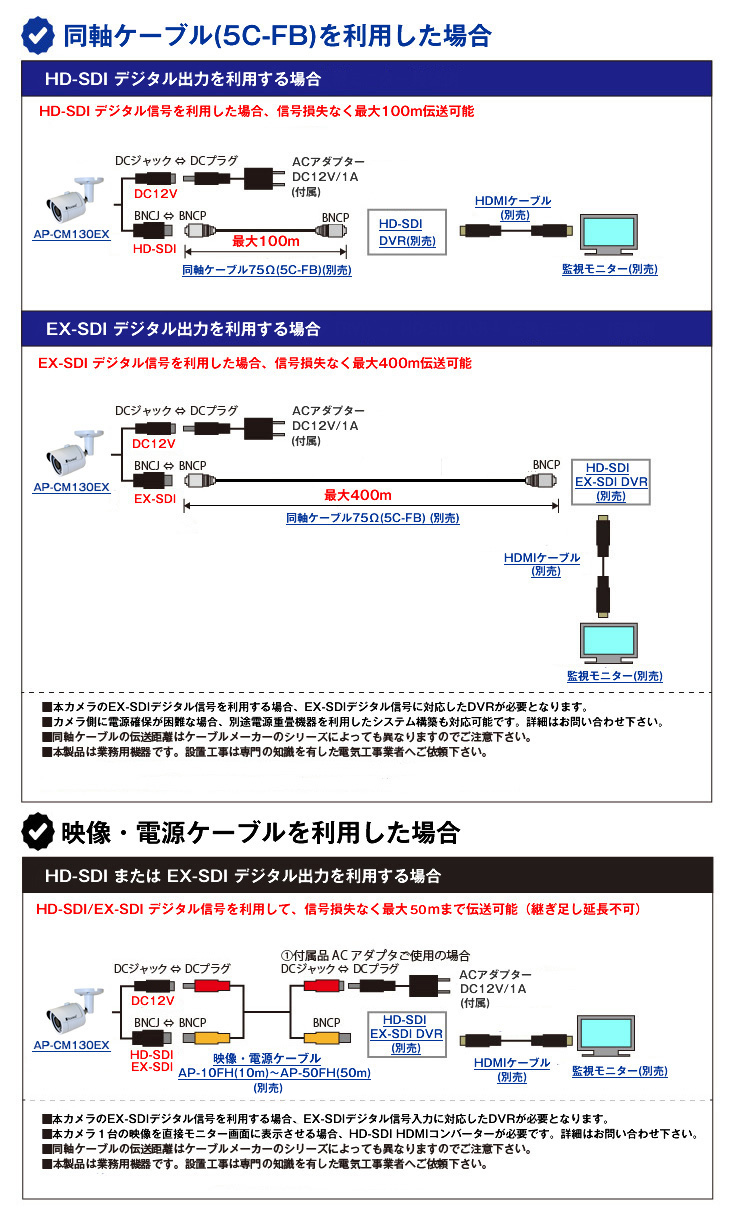 HD-SDI 682万画素屋外防雨赤外線EX-SDI監視カメラ【AP-CM130EX】